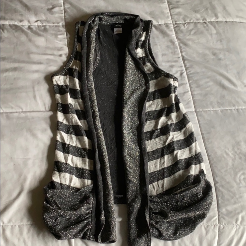 Sparkly gray & white striped vest